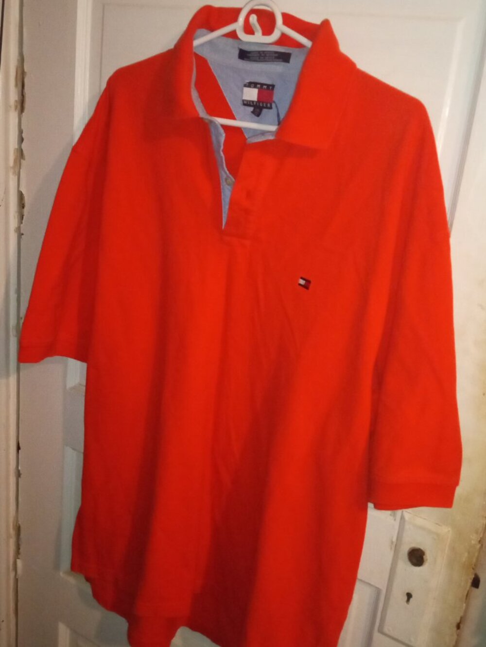 MENS ORANGE TOMMY HILFIGER POLO SHIRT, 2XL, TALL MANS 100% PERCENT COTTON SHIRT